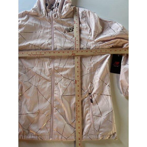 NWT New Balance pink rose gold crackle hooded zip jacket 1X lined mesh - Picture 8 of 12
